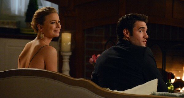 Caught in the act. Emily (Emily VanCamp) and Daniel (Joshua Bowman) celebrate another year of REVENGE