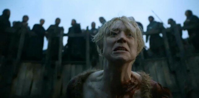 Brienne (Gwendoline Christie) pays a heavy price for standing up for her beliefs in 'The Bear And The Maiden Fair'