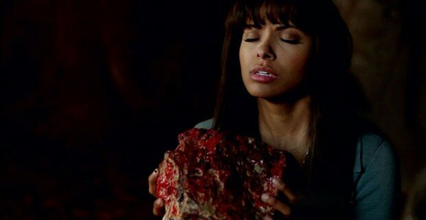 Oh yeah, crush that grotty tombstone. As always Bonnie Bennett (Kat Graham) screws things up in 'The Walking Dead'