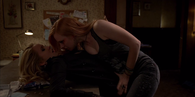 Jessica (Deborah Ann Woll) gets up close and personal with Sarah Newlin (Anna Camp) in one of the many sexual scenes in True Blood 6x04