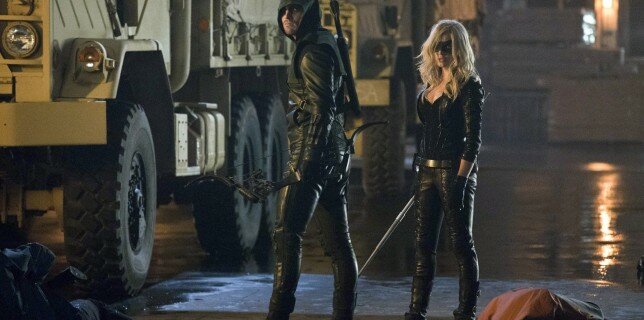 Those without leather need not apply. Ollie (Stephen Amell) and Black Canary (Cathy Loitz) kick butt in 'Crucible'